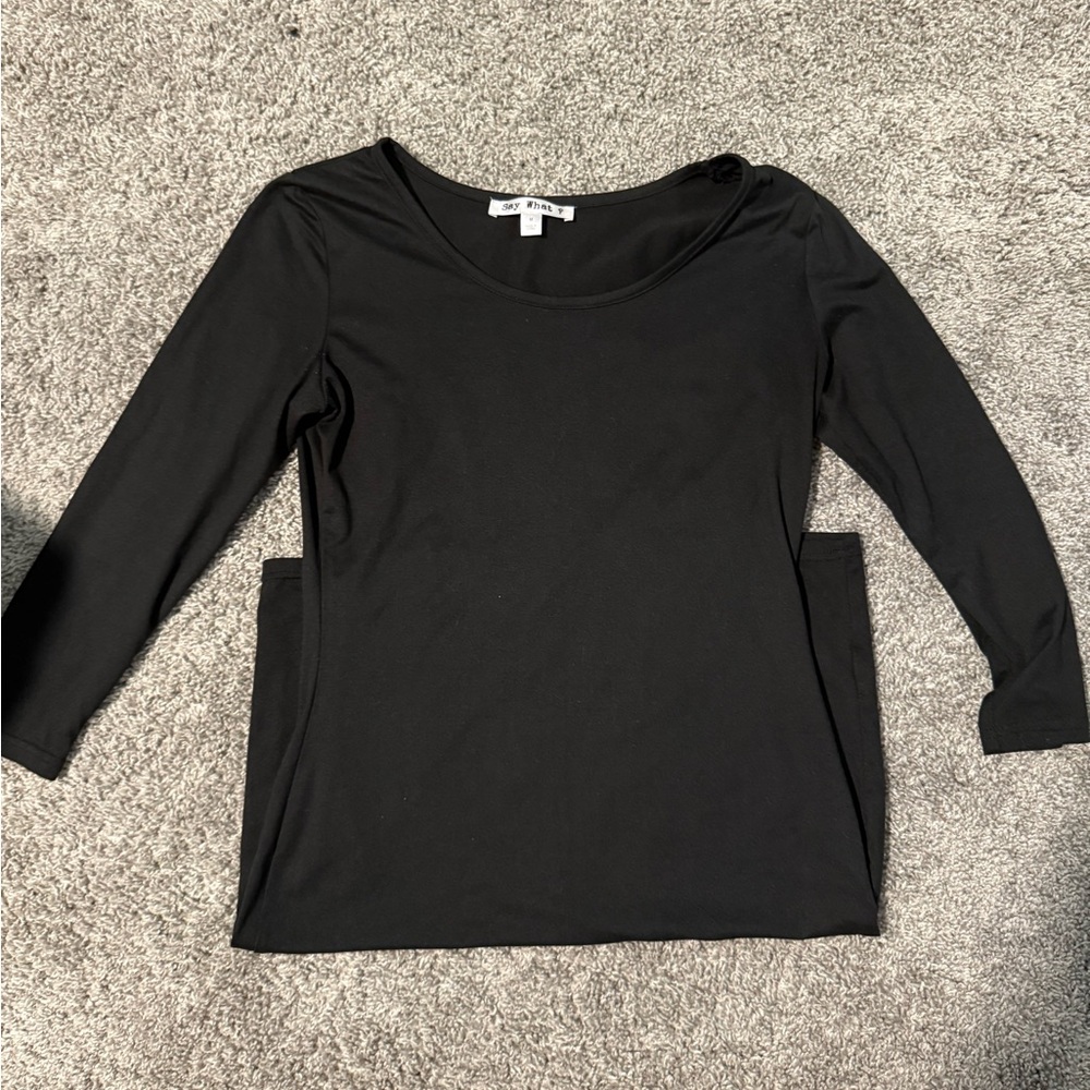 Black 3/4 Sleeve Bodycon Dress